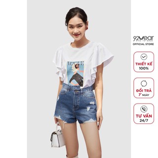 Quần short jean nữ 20again đủ size, cúc lệch rách xước 20again