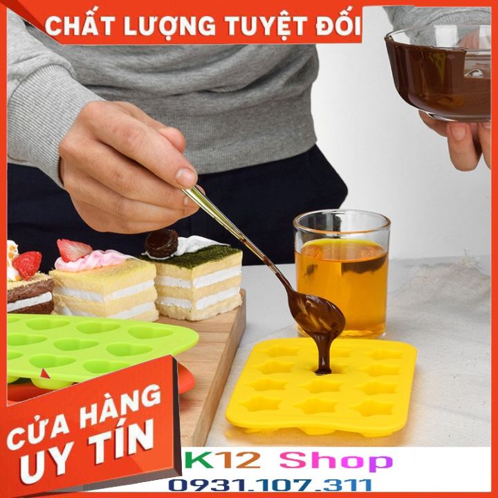 Khay làm đá silicon cao cấp. Khay đá 24 ngăn có nắp đậy. Khay đá silicon hình tròn, vuông, trái tim, ngôi sao.