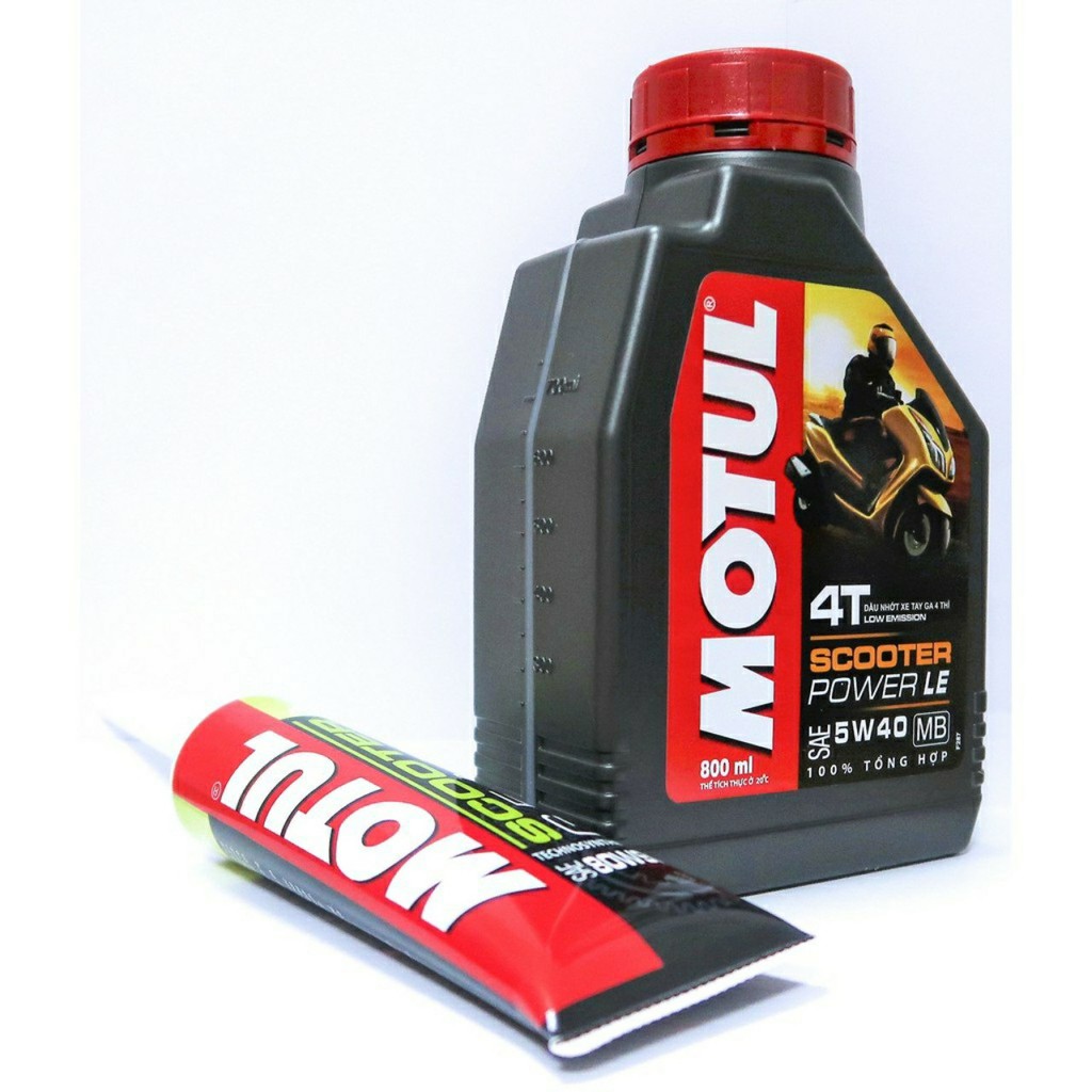 COMBO NHỚT GA MOTUL SCOOTER POWER LE 5W-40 0,8L + NHỚP LÁP MOTUL