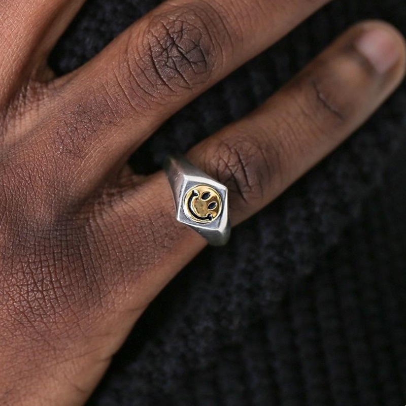 Nhẫn Hình Mặt Cười Phong Cách Retro Thời Trang Cho Nam Và Nữ