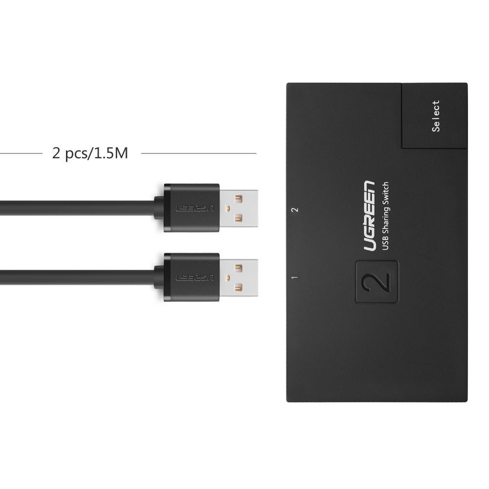 Bộ chuyển mạch chia sẻ USB 2.0 - 2 vào 1 - UGREEN US158 - 30345 (đen)