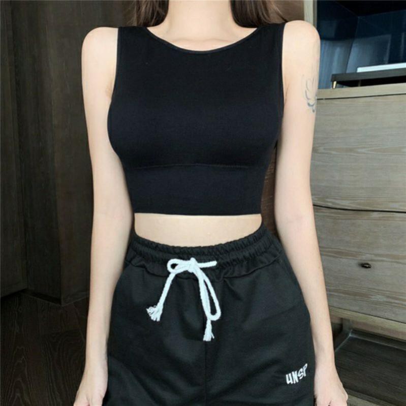 Áo Thun Cotton Ba Lỗ Croptop _ Áo Tập Yoga Mã 8862.