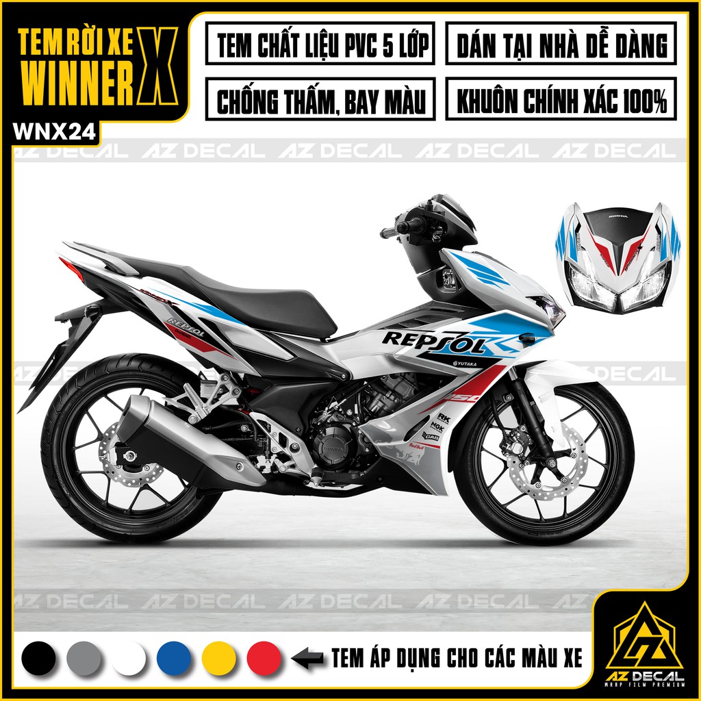 Tem Repsol Xe Winner X Dán Xe Đen, Trắng, Đỏ | WNX24 | Tem Rời Chất Liệu Decal Chống Nước, Chống Bay Màu, Dễ Dán