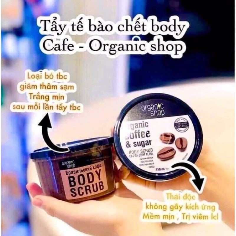 [Date mới] Tẩy da chết cafe Nga Organic Coffee & Sugar Body Scrub, tẩy da chết toàn thân nga.