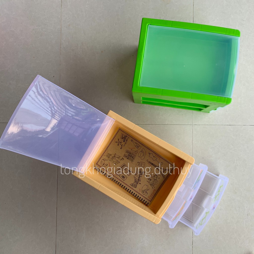 Tủ mini để bàn 3 tầng lớn Mini L (35x26x27.5) nhựa pp chính phẩm an toàn dùng để đồ trang điểm, đồ dùng học tập tiện lợi