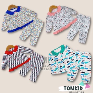 Đồ ngủ cho bé gái, đồ bộ dài tay bé gái chất cotton Borip chính phẩm mềm mịn không nhão vải 13-23kg Tomkids