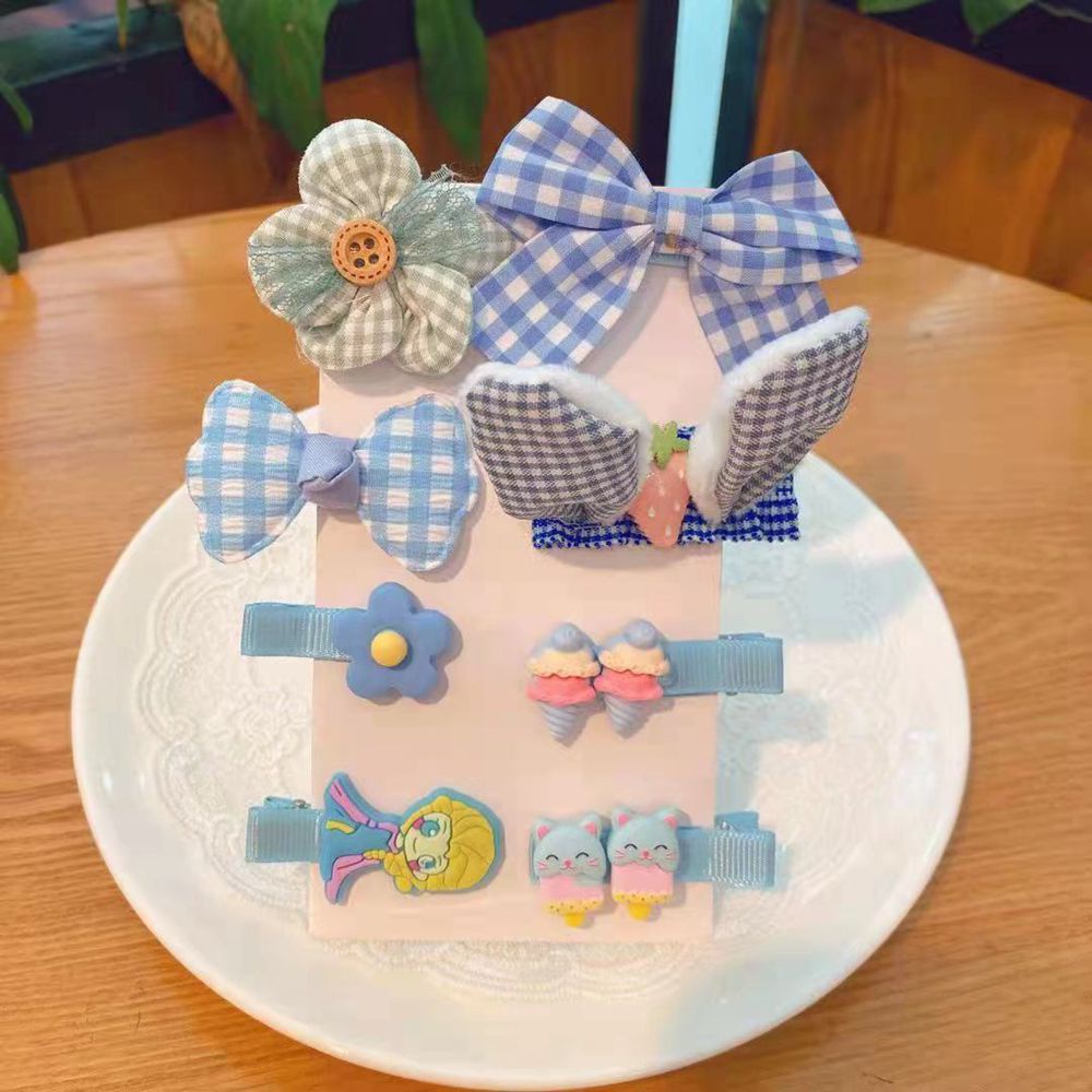 Set 8 kẹp tóc nơ/ hoa nhiều màu dễ thương cho bé -MS08