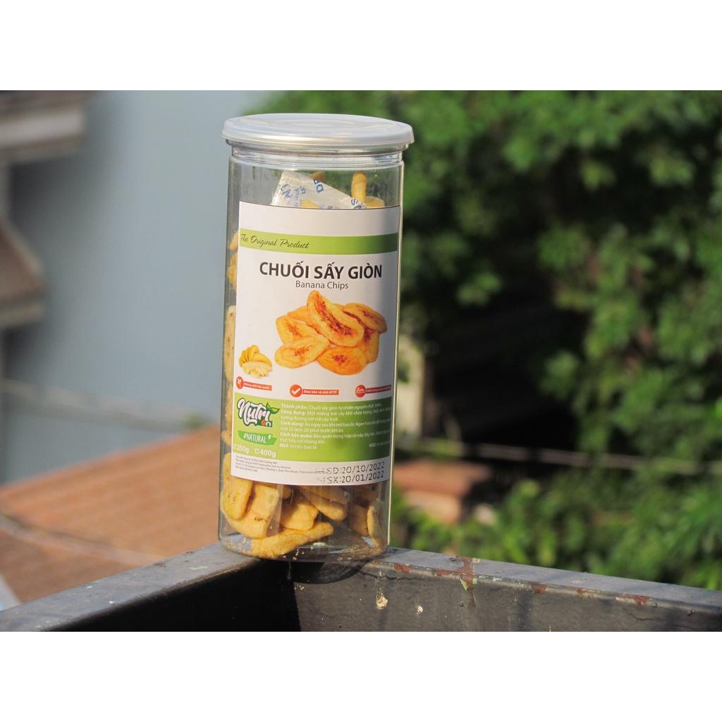 [Hàng Xuất Khẩu] Chuối sấy giòn Đà Lạt giòn rụm, không chát, ngọt ngọt siêu ngon - Lon Pet 250gr /Túi 400G