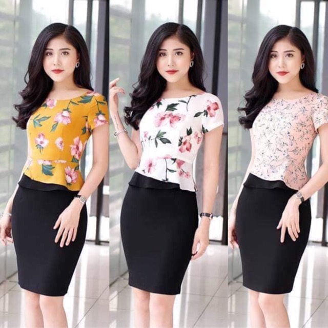 Đầm ôm peplum phối hoa V246 | BigBuy360 - bigbuy360.vn