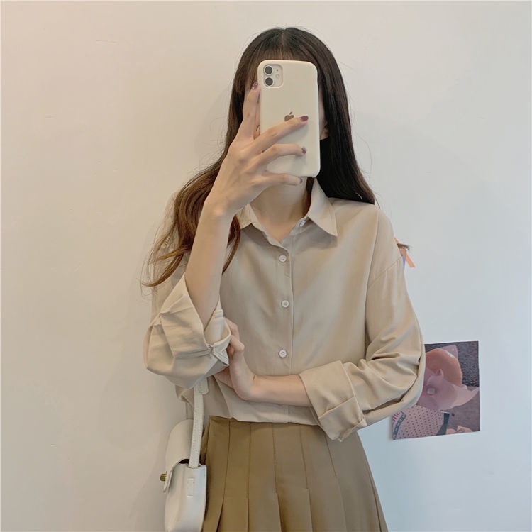 Áo Sơ Mi Tay Dài Nhiều Màu Sắc Phong Cách Hàn Quốc Thời Trang Cho Nữ