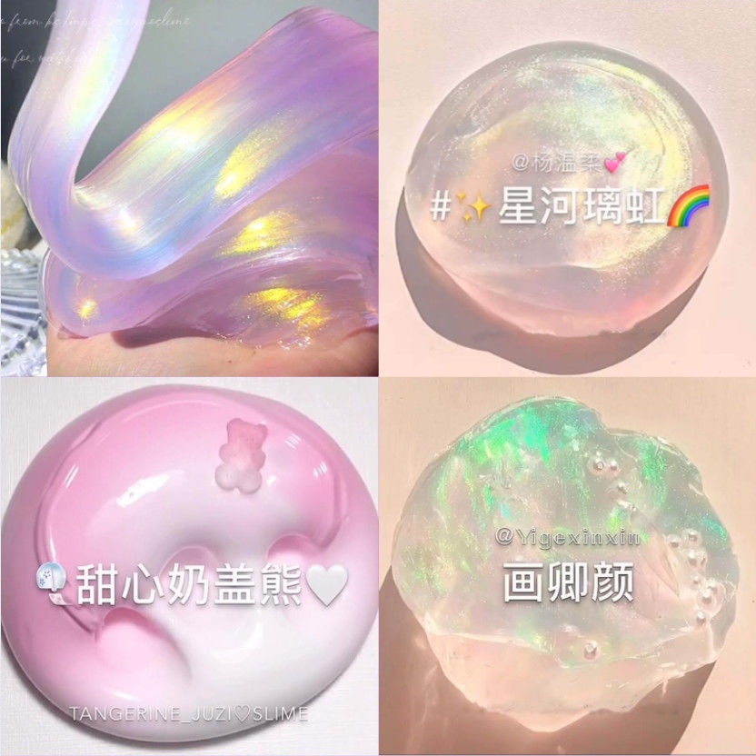 (4 pieces)Slime mây cao cấp hũ sợi mây nhỏ co giãn Cloud Slime Unicorn, Mint Cloud Slime
