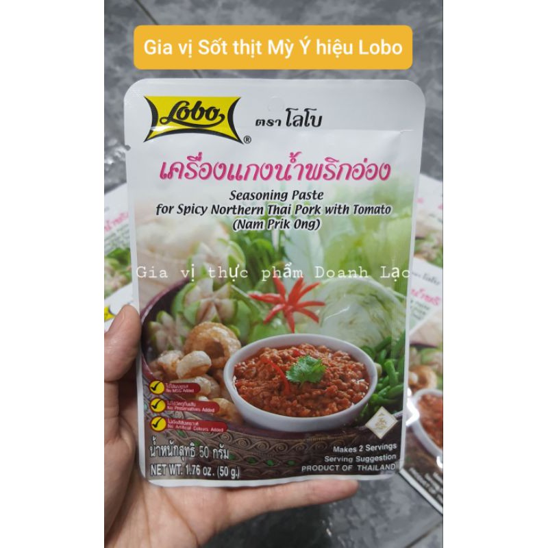 Gói Gia vị sốt mỳ ý Spaghetty / sốt xào thịt bầm Lobo Thái 50gr. Nam Prik Ong. chính hãng