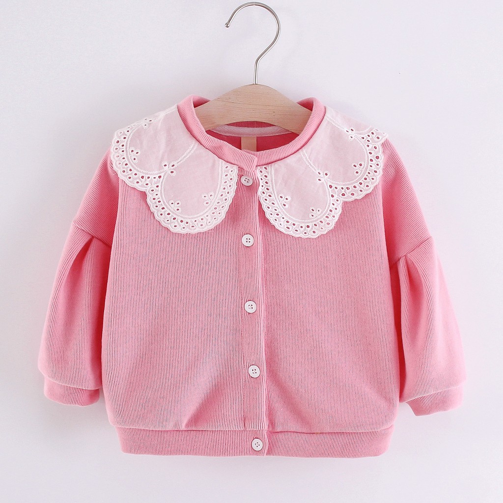 Áo Khoác Cardigan Cổ Búp Bê Thêu Hình Mèo Đáng Yêu Thời Trang Mùa Xuân 2021 Cho Bé Gái