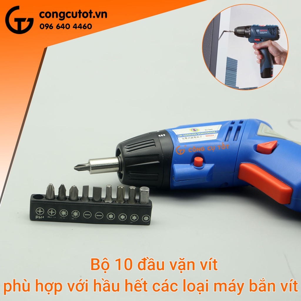Bộ 10 đầu vặn vít chuôi lục