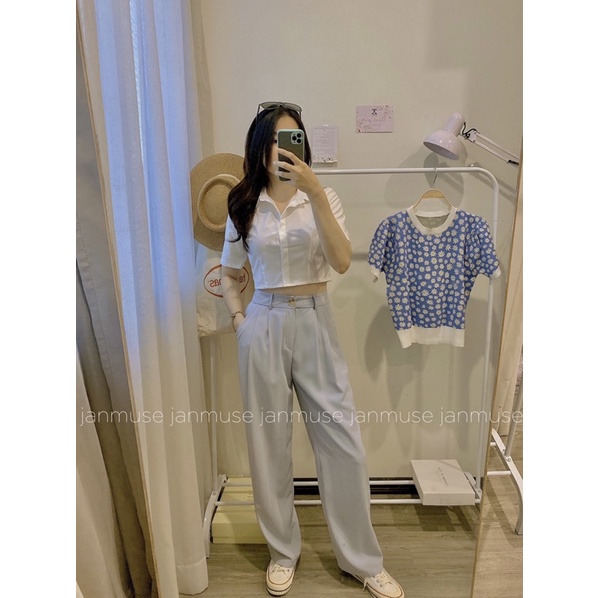 Áo sơ mi croptop trắng