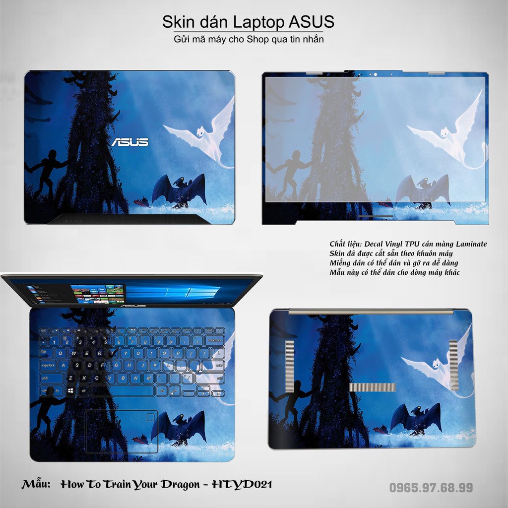 Skin dán Laptop Asus in hình bí kíp luyện rồng (inbox mã máy cho Shop)