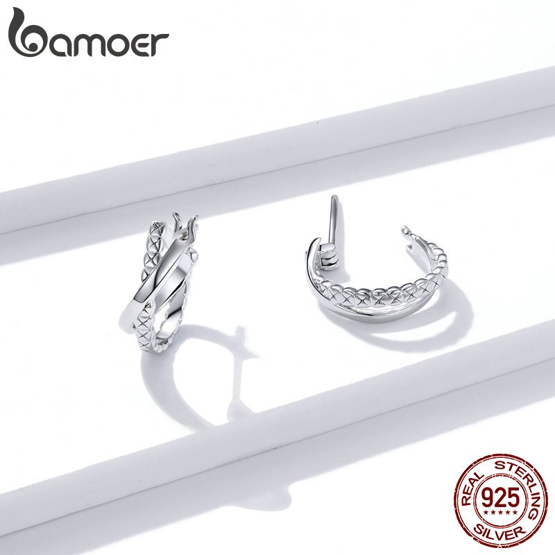 Khuyên tai BAMOER BSE440 bạc 925 dạng nút vặn cho phái nữ không gây dị ứng