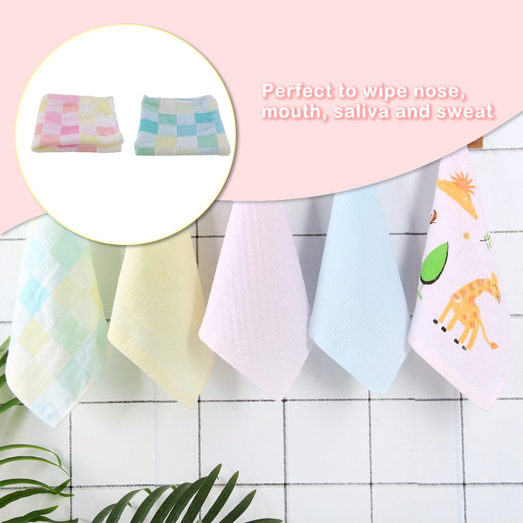 Khăn Lau Cotton Vuông 26x26cm Họa Tiết Caro Đa Ứng Dụng Cho Bé