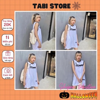 Áo 3 lỗ thể thao dáng dài giấu quần ullzang dưới 65kg tabistore - Flower