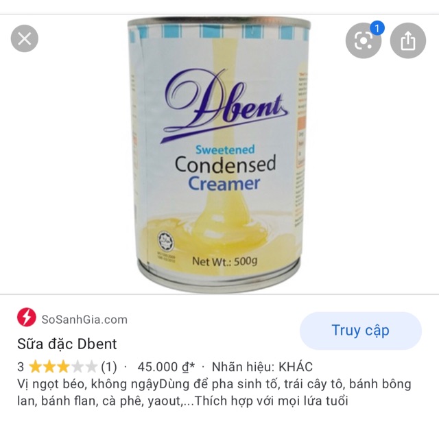 Sữa đặc / kem đặc Dbent sales