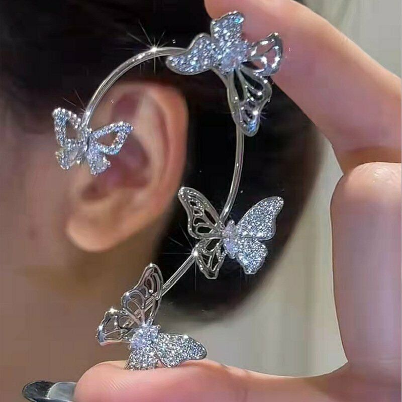Khuyên kẹp vành tai BELLA-BEE kiểu bướm đính đá zircon thời trang
