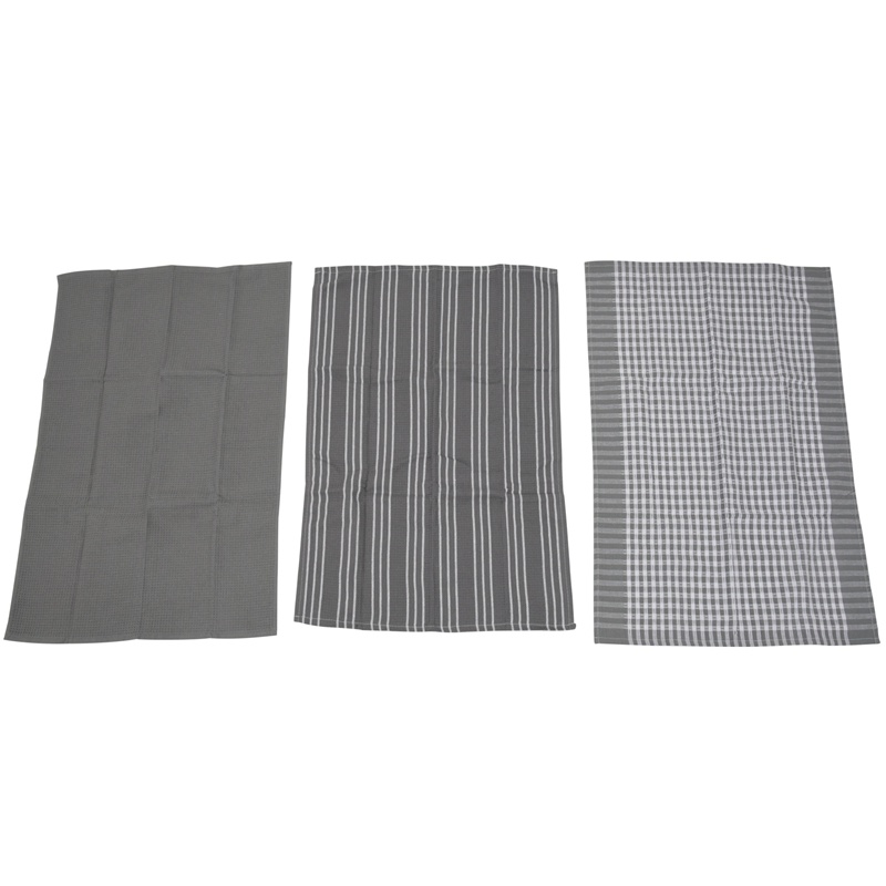 Set 3 Khăn Lau 100% Cotton Tự Nhiên Thấm Hút Tốt Không Xơ Vải 18x25 Inch