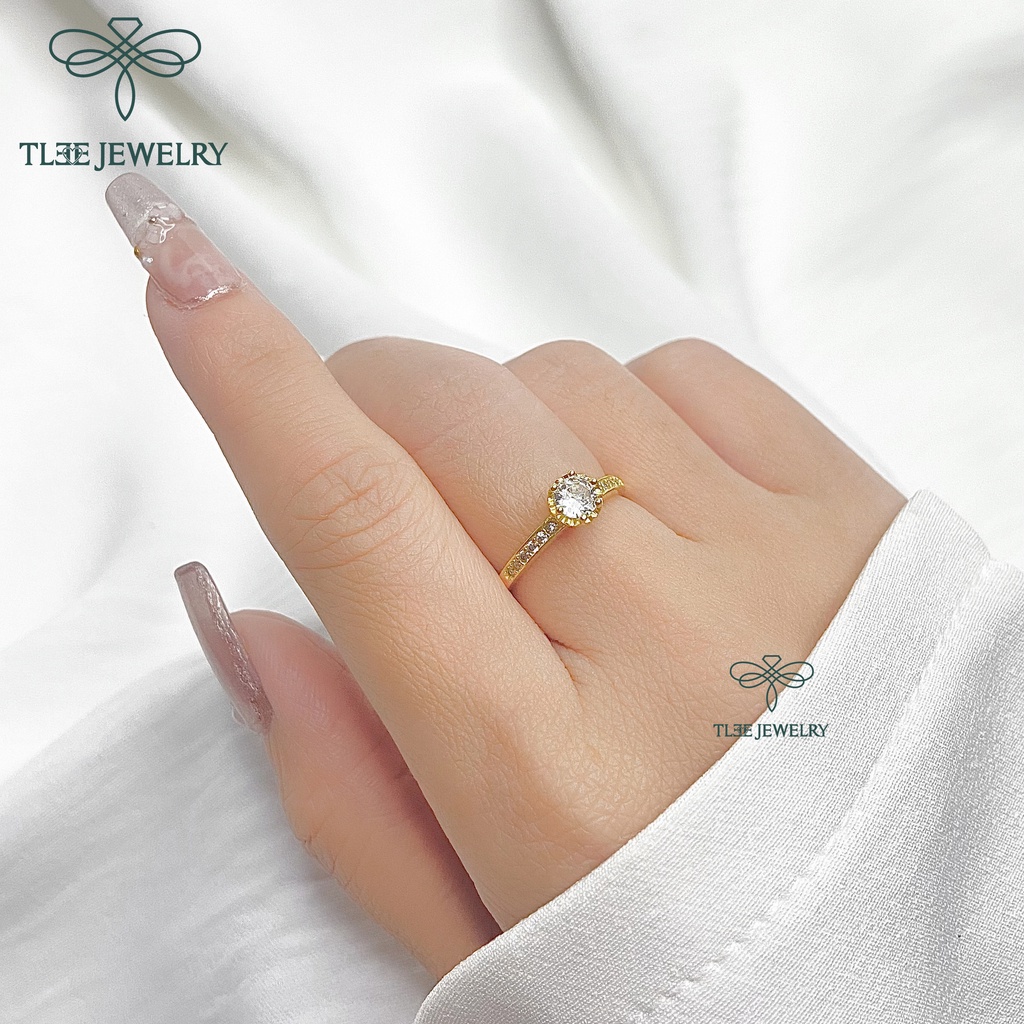 Nhẫn bạc nữ TLEE Jasmine Prince mạ vàng 14k nạm đá cao cấp TleeJewelry A0107