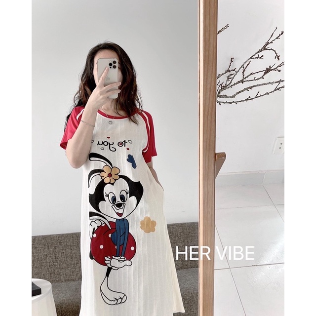 Váy ngủ nữ pịjama có túi đẹp cotton siêu thấm mồ hôi pyjama mát mềm thoải mái họa tiết đẹp Her Vibe