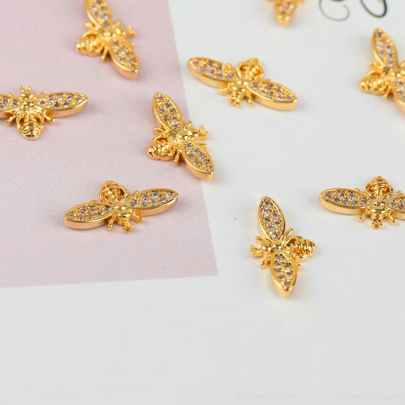 Ong vàng đính đá siêu sang trang trí móng (1 con) - Nail Store
