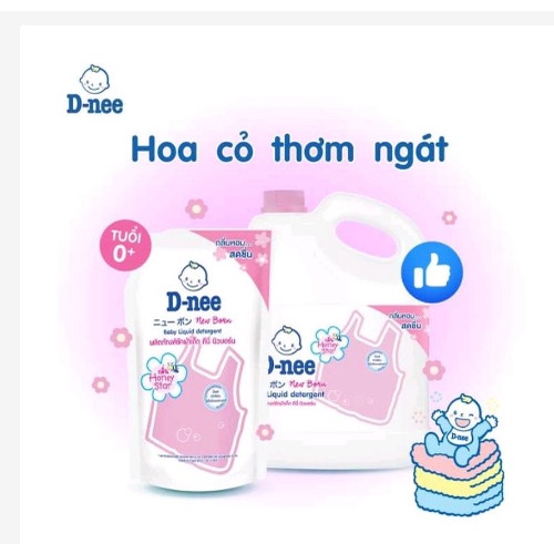 Nước giặt dnee túi 600ml nội địa Thái giặt xả 2 trong 1 thơm lâu bền màu an toàn cho trẻ sơ sinh