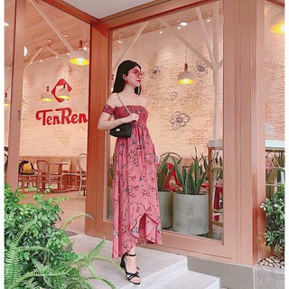 ĐẦM MAXI XẺ TÀ HOA 3D HÀNG NHẬP DMX06