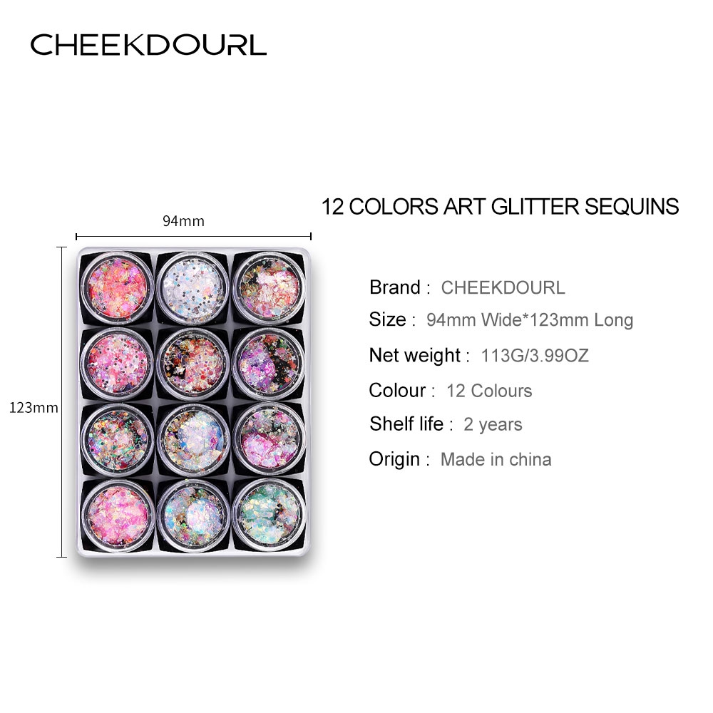 Hộp 12 màu vẽ trang trí cơ thể/khuôn mặt + 6 cọ vẽ + 12 hộp kim tuyến trang trí lấp lánh | BigBuy360 - bigbuy360.vn