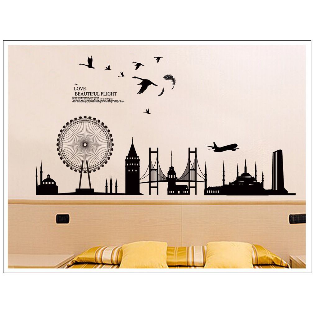 Decal dán tường ⚡ FREESHIP ⚡ Thành phố London dán trang trí tường phòng ngủ Decal AmyShop tại HCM