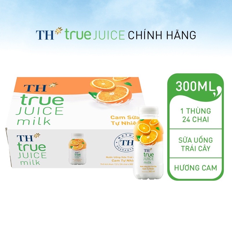 Thùng 24 Chai Nước uống sữa Trái cây TH True Juice Milk Chai nhựa 300ml