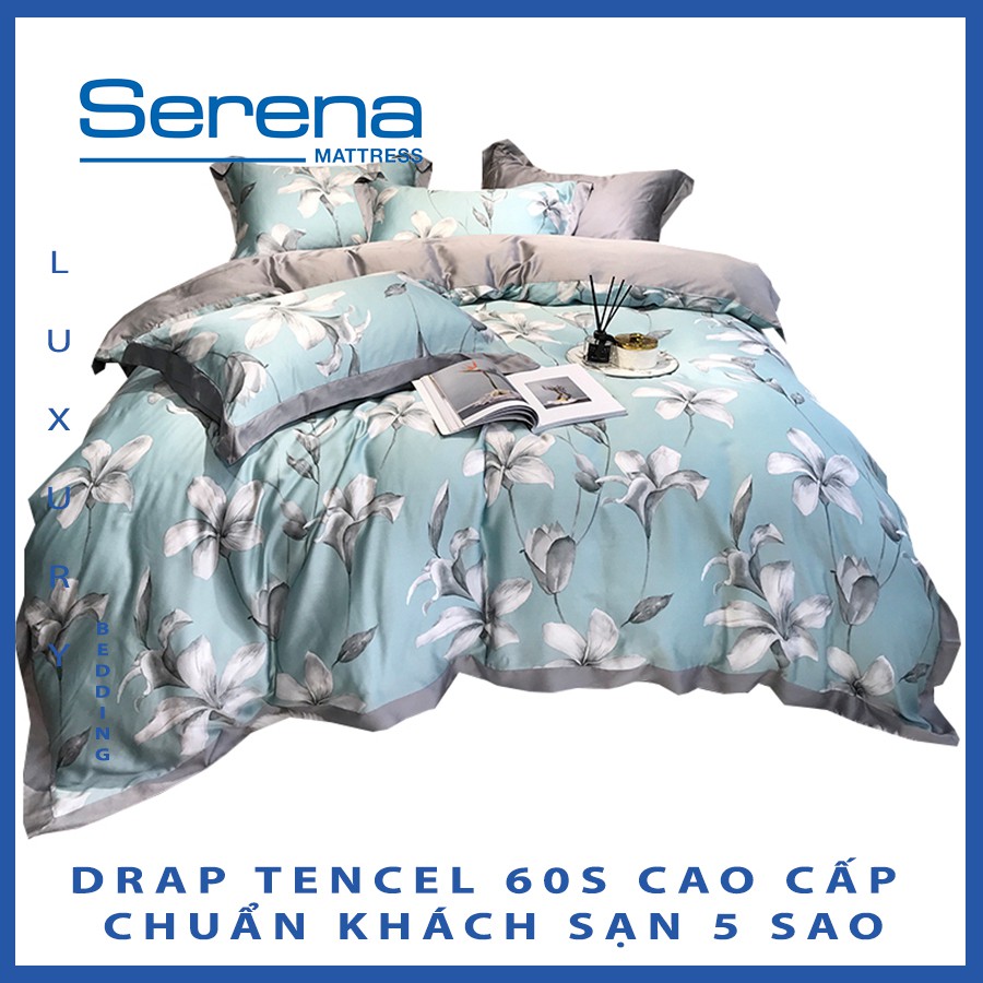 Bộ Chăn Ga Drap Ra Gối Đệm Nệm Lụa Tencel 60s SERENA Ga DrapTrải Giường Tencel 60s Cao Cấp - Hệ Thống Nệm