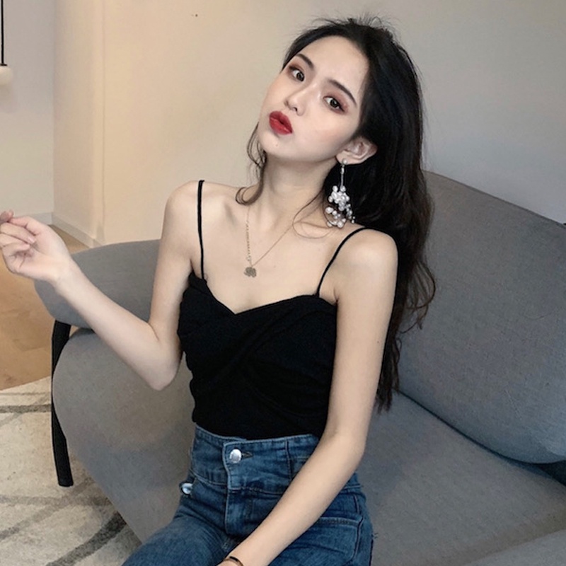 Áo Ống Dệt Kim Thiết Kế Chéo Dây Phong Cách Hàn Quốc Cổ Điển Thời Trang Mới 2022 Dành Cho Nữ