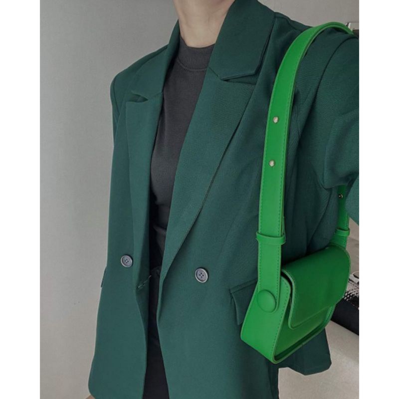 Ao blazer tay dài 1 lớp fom dáng dài phong cách Hàn Quốc mới