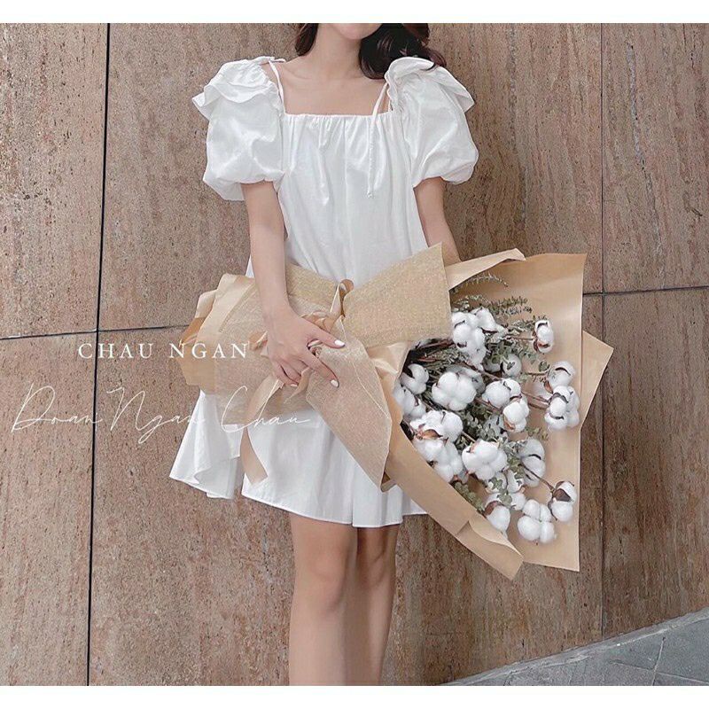 VÁY BABYDOLL TAY PHỒNG MÀU TRẮNG