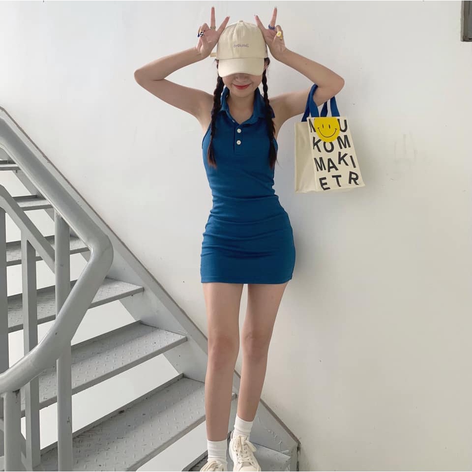 Đầm nữ đẹp dễ thương phong cách hàn quốc không tay cổ lọ dáng ôm màu trơn thiết kế tôn dáng cho nữ carrotxinhdep