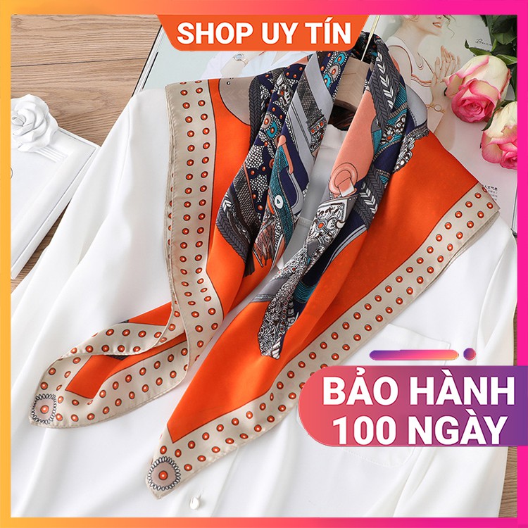 Khăn Lụa Vuông Quàng Cổ Nữ Đẹp - Turban Bandana Quấn Làm Áo BLACKPINK Họa Tiết Chấm Bi Vintage Phong Cách Hàn Quốc