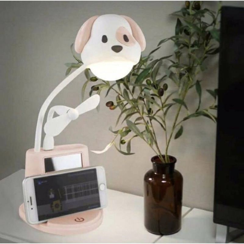 Đèn học chống cận hình thú có quạt có gương soi❤️FREE SHIP❤️đèn học để bàn nút bấm cảm ứng có lôc cắm bút