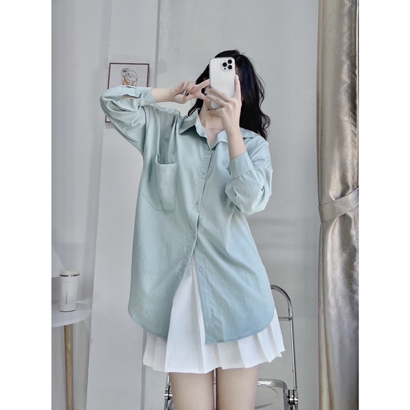 Áo sơ mi nữ kiểu dáng basic form rộng chất dũi