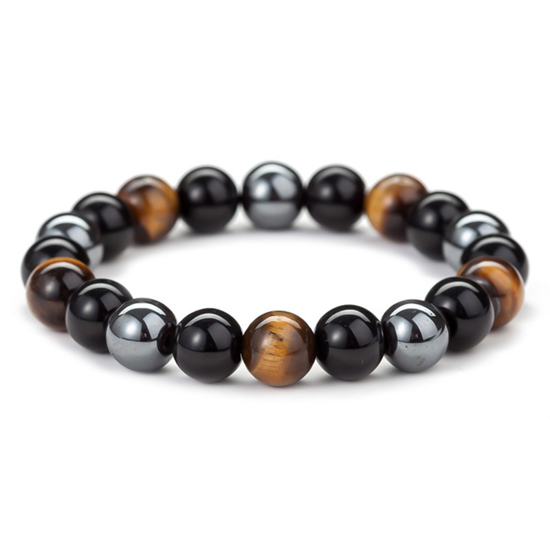 8/10mm Tiger Eye Hematite Black Obsidian Stone Bead Bracelet Men Bracelet