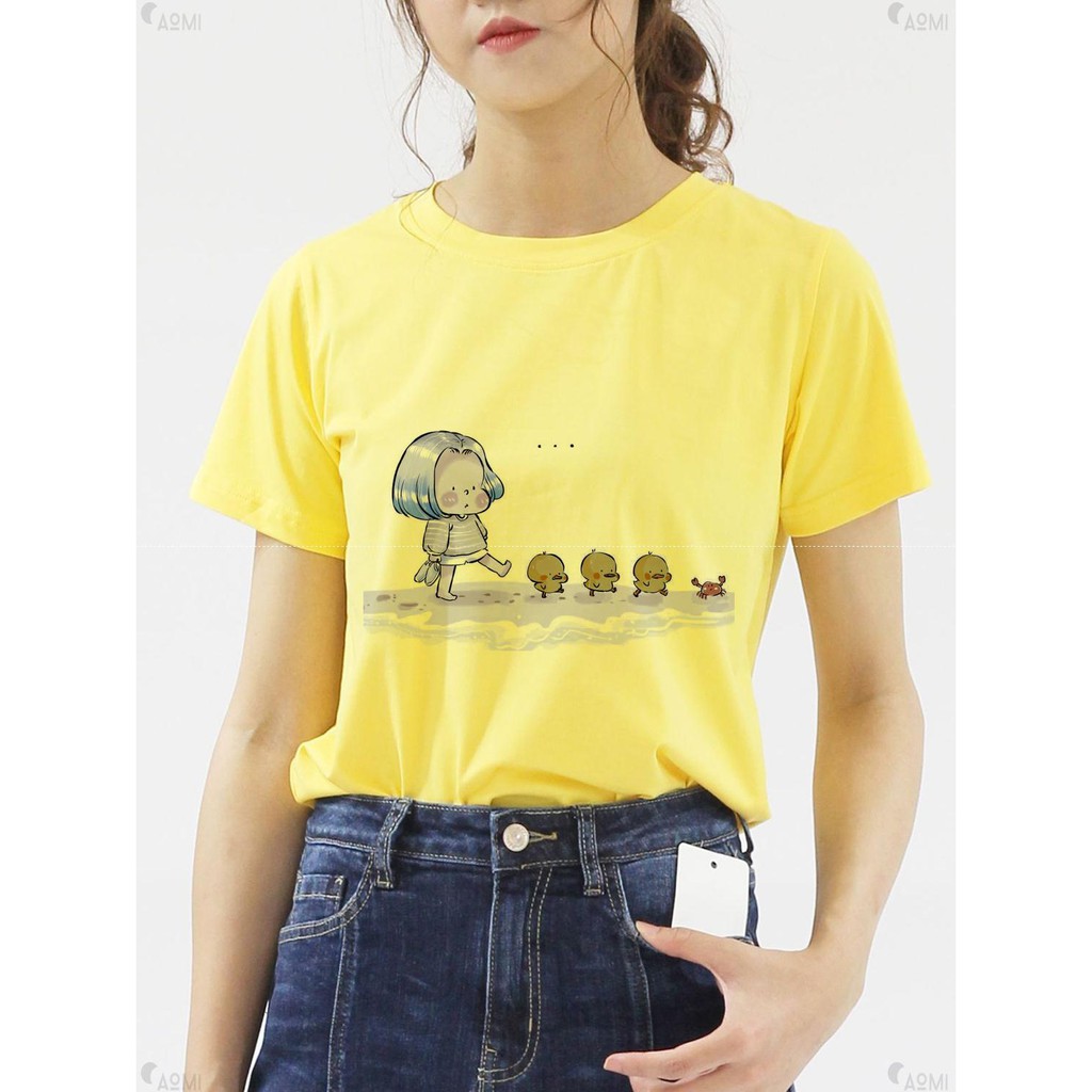 ÁO THUN NAM NỮ AT1714 ANIME GIRL VÀ VỊT CON THỜI TRANG AOMI unisex PHONG CÁCH CÁ TÍNH ĐẸP