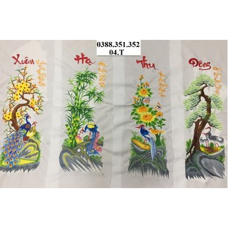 Tranh thêu vi tính thành phẩm Xuân hạ thu đông 35x90x4cm VT04.T