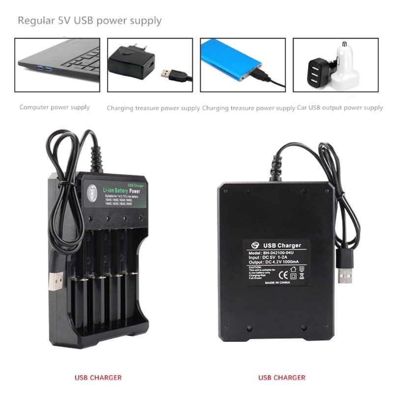 Bộ Sạc Pin Li-Ion 3.7v 18650 4 Cổng Usb 18350 16340 14500