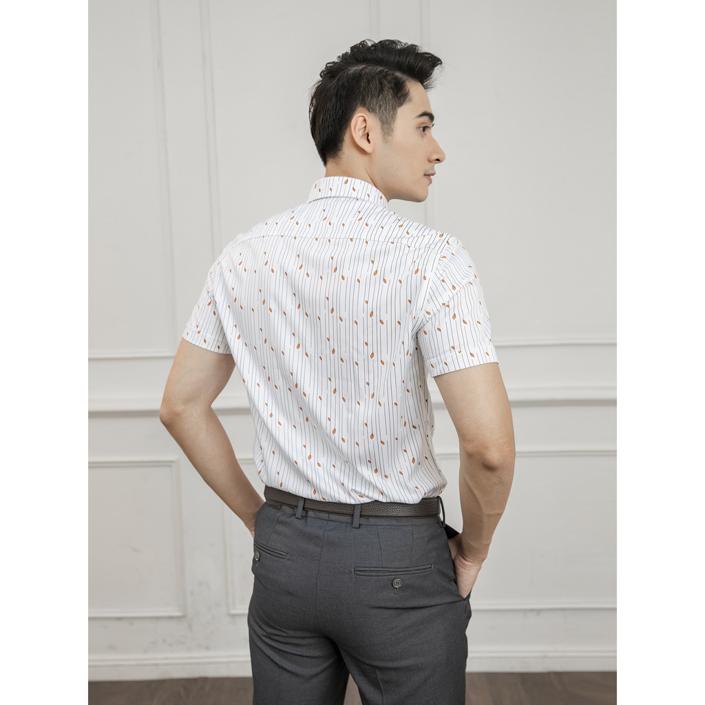 Áo sơ mi nam ngắn tay ARISTINO họa tiết in lá độc đáo - ASS003S1