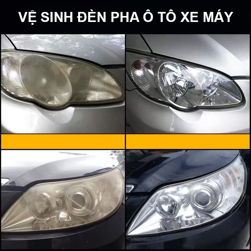 Dung Dịch Đánh Bóng Đèn Pha Ô Tô - Vệ Sinh Vết Cặn Canxi, Tẩy Ố Vàng, Giúp Kính Đèn Sáng Đẹp, Lái Xe An Toàn