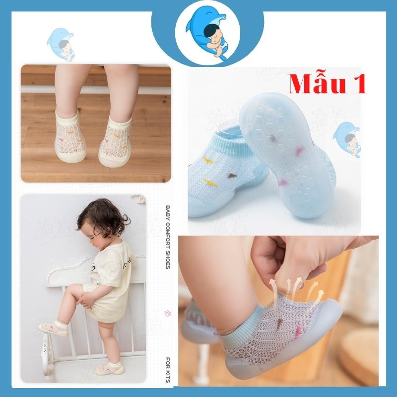 Giày bún tập đi cho bé trai bé gái vải len lưới mềm mại thoáng khí giúp bé thoải mái hơn