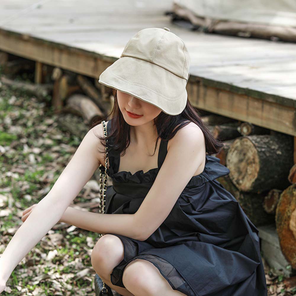 BLISS Personality Sun Hat Foldable Bow Cap Bucket Hat Women Trendy Summer Cotton Ultraviolet-Proof Japanes Bandage/Multicolor